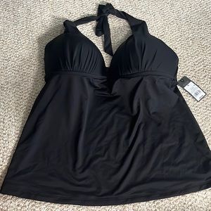 Plain black padded tankini top